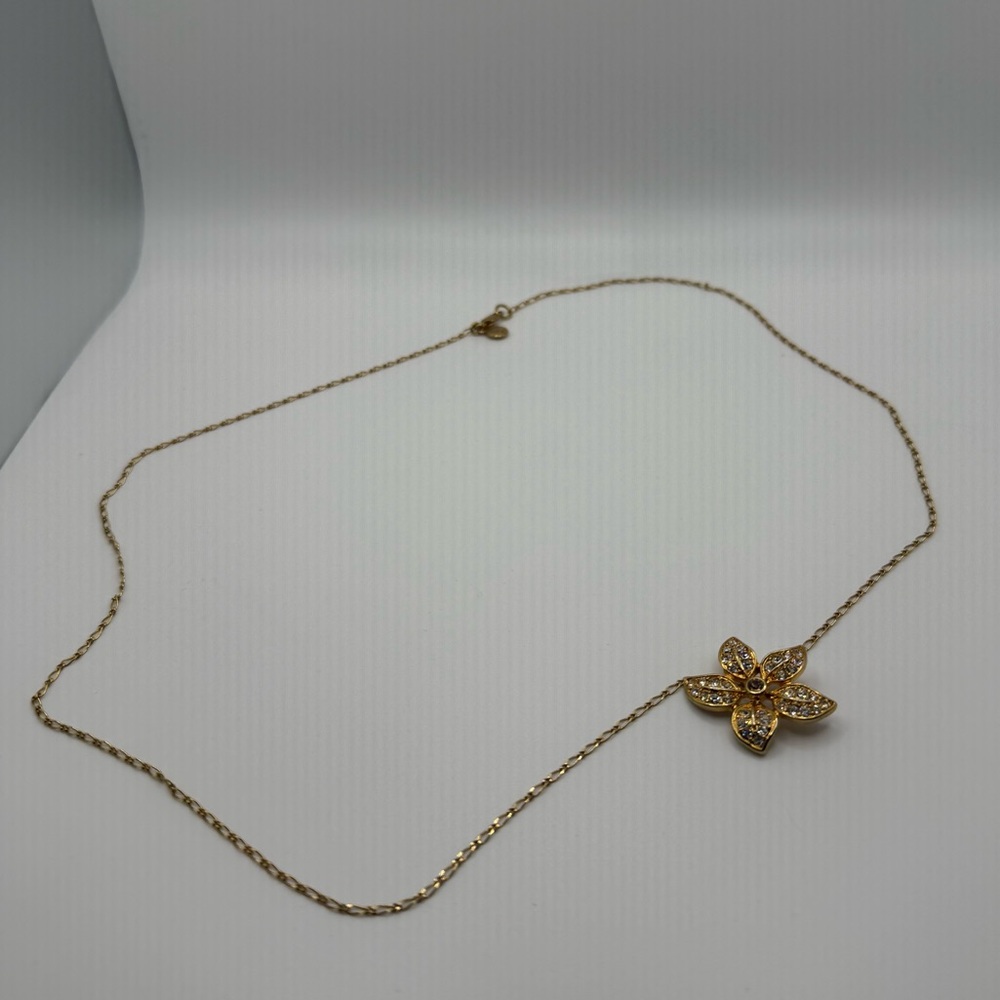 J Crew Flower Pendant Necklace with Gold Chain